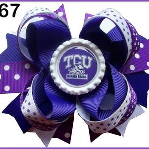 4.5 INCH NCAA TEXAS CHRISTIAN UNIVERSITY HORNED FROGS HAIRBOW